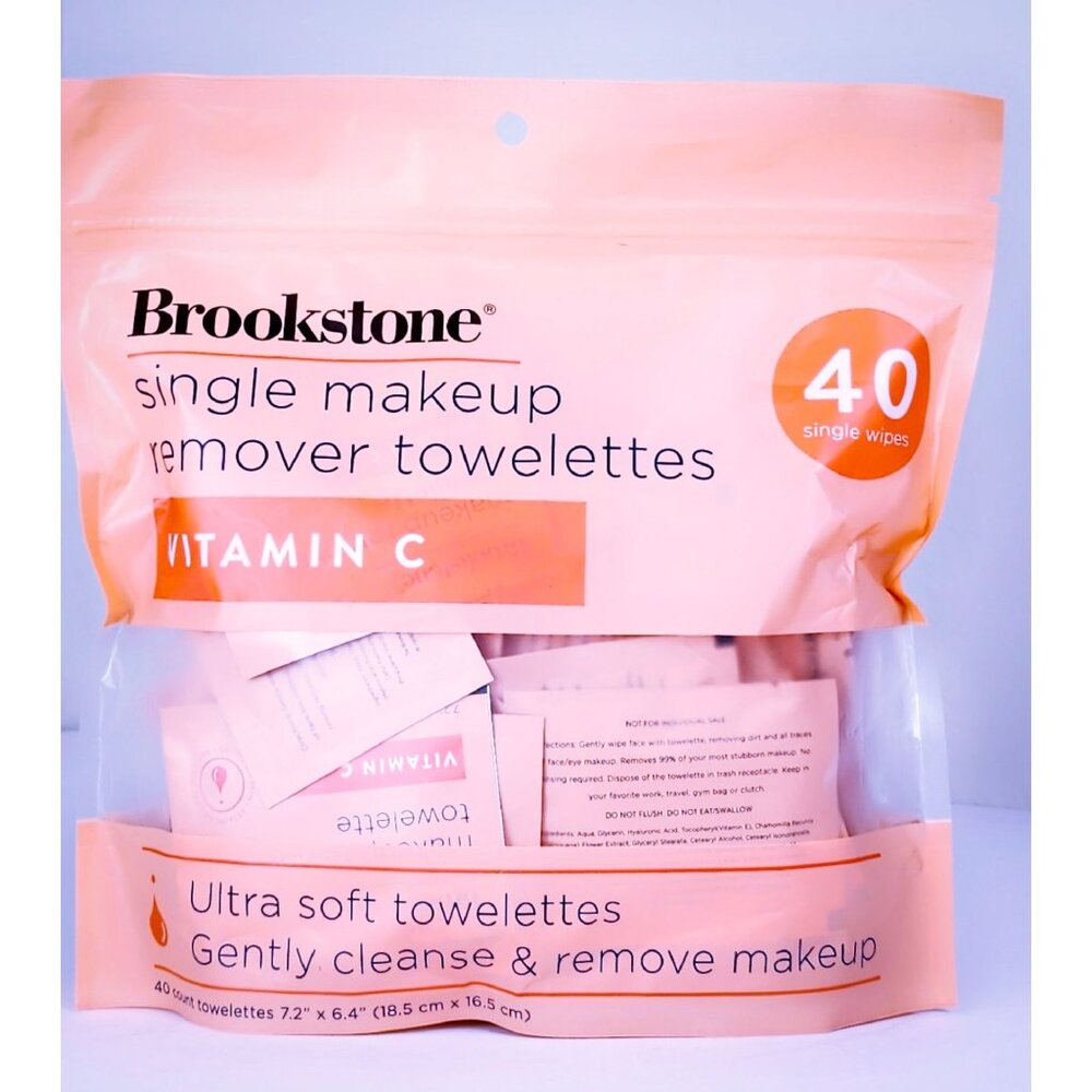 Brookstone Vitamin C Single Makeup Remover Towelettes – 40 Towelettes